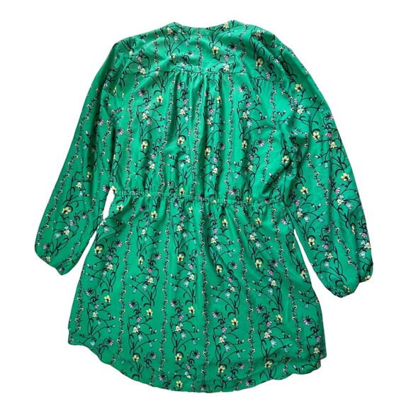 Maison Jules Floral Fit Flare Mini Dress Green Long Blouson Sleeves V-Neck XXL - Picture 14 of 16